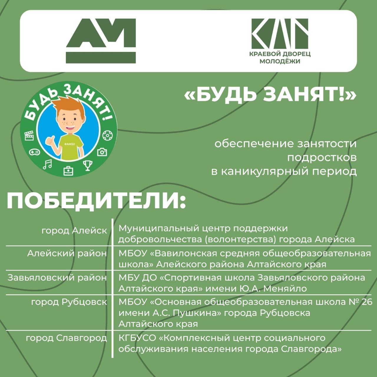 Проект «Будь занят!» направлен на обеспечение занятости подростков в возрасте от 14 до 17 лет, включая тех, кто состоит на различных видах профилактического учета, в летний период. .