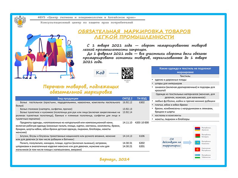 Обязательная маркировка товаров легкой промышленности.