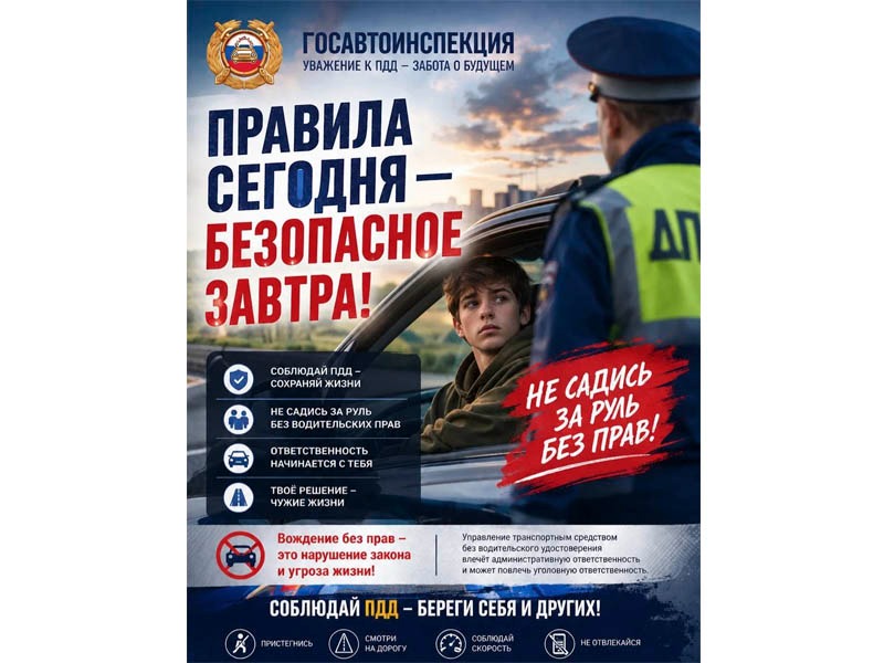 Не рискуй жизнью! Не садись за руль без водительского удостоверения!.
